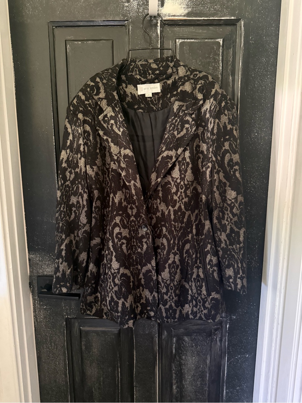 erin london Black and Gray Patterned Blazer Jacket